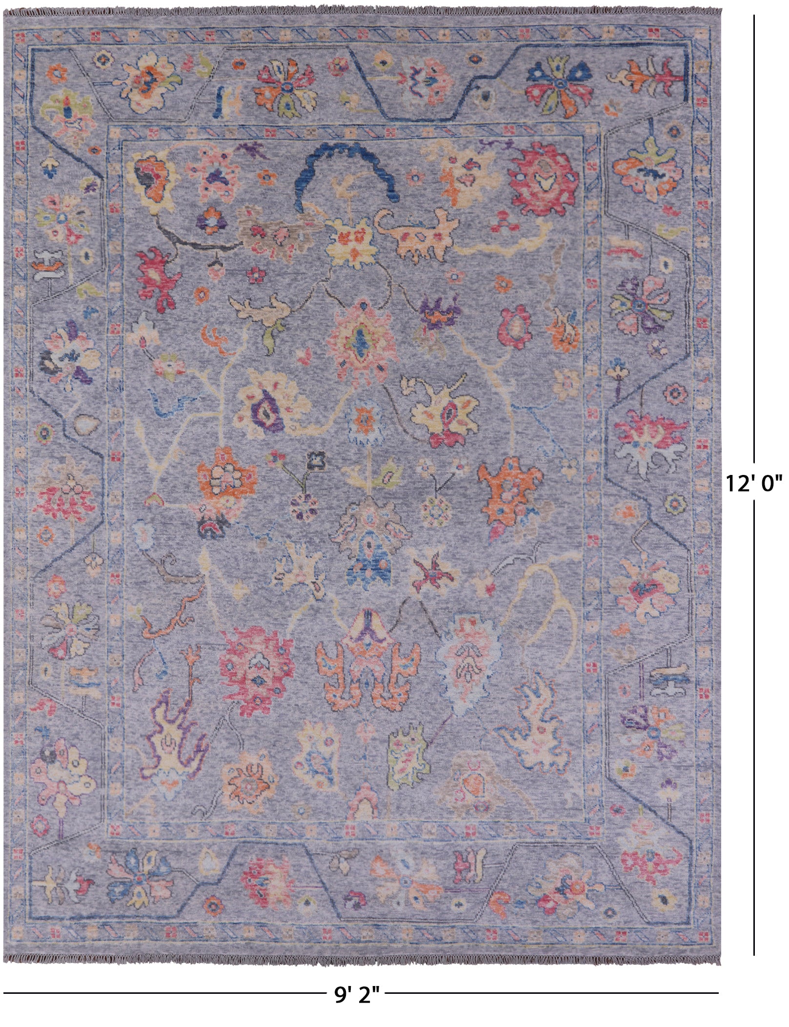 Grey Turkish Oushak Hand Knotted Wool Rug - 9' 2" X 12' 0" - Golden Nile