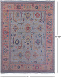 Blue Turkish Oushak Hand Knotted Wool Rug - 9' 1" X 11' 10" - Golden Nile