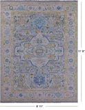 Grey Heriz Serapi Hand Knotted Wool Rug - 8' 11" X 11' 9" - Golden Nile