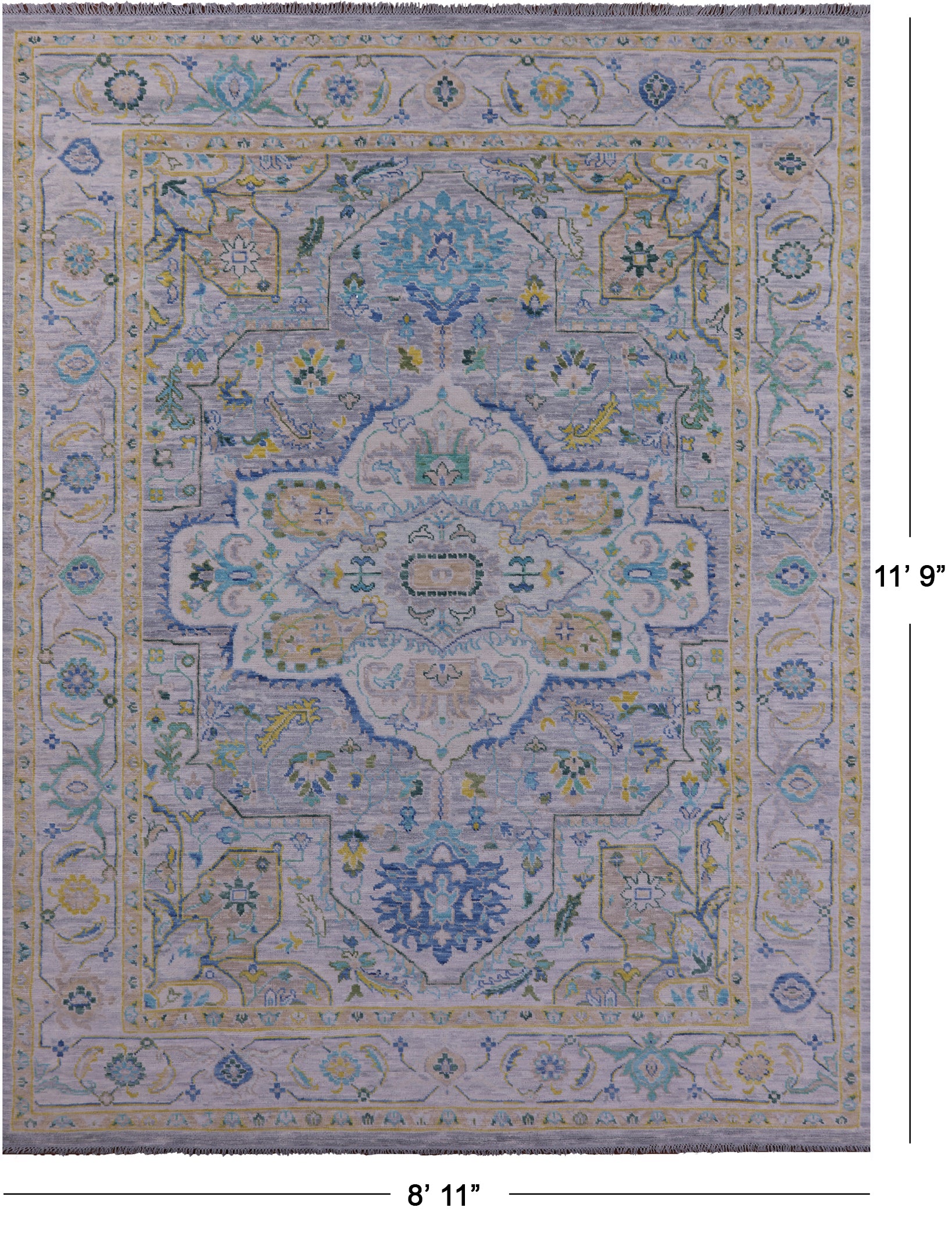 Grey Heriz Serapi Hand Knotted Wool Rug - 8' 11" X 11' 9" - Golden Nile