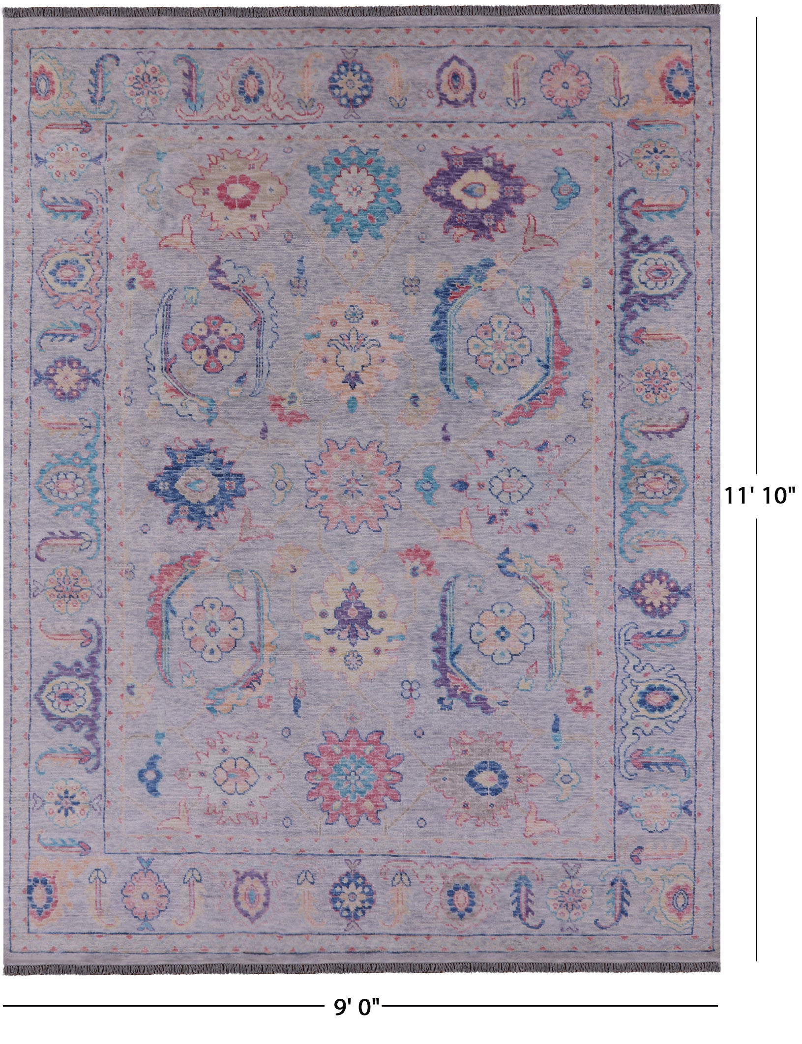 Grey Turkish Oushak Hand Knotted Wool Rug - 9' 0" X 11' 10" - Golden Nile