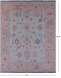 Light Blue Turkish Oushak Hand Knotted Wool Rug - 9' 6" X 12' 0" - Golden Nile