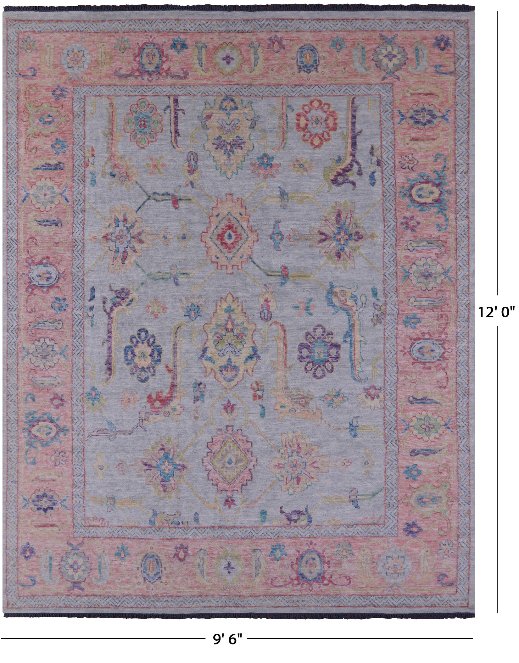 Light Blue Turkish Oushak Hand Knotted Wool Rug - 9' 6" X 12' 0" - Golden Nile
