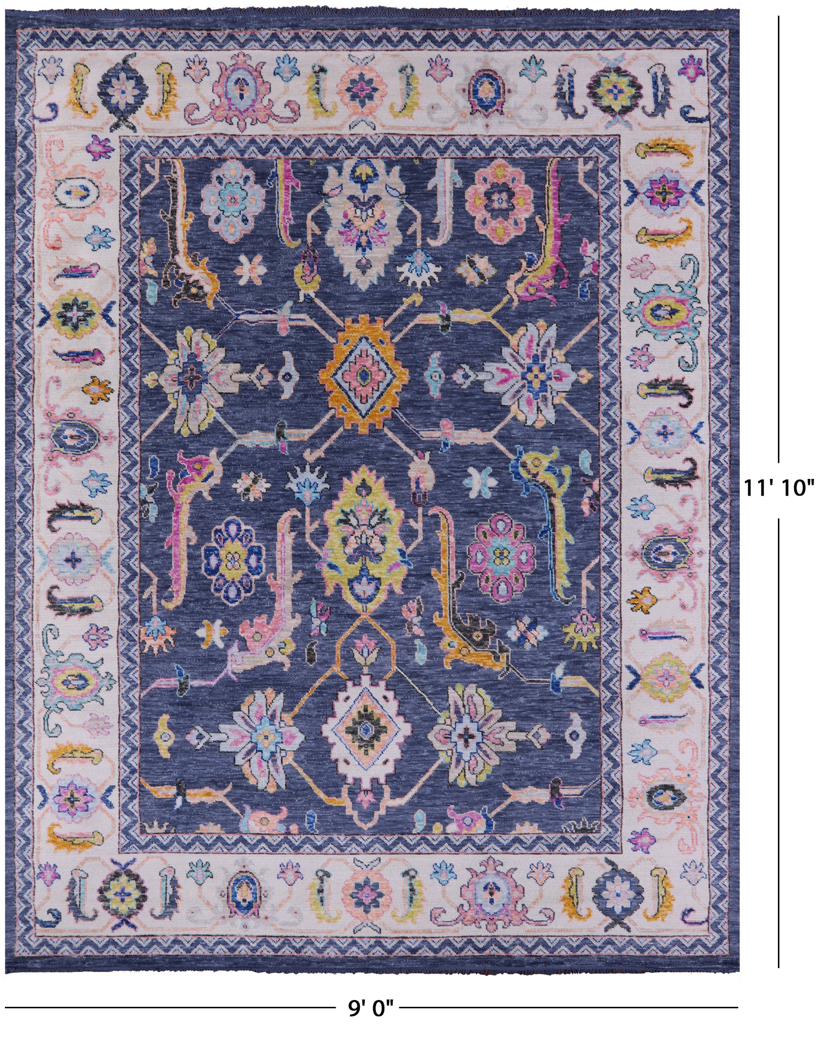 Grey Turkish Oushak Hand Knotted Wool Rug - 9' 0" X 11' 10" - Golden Nile