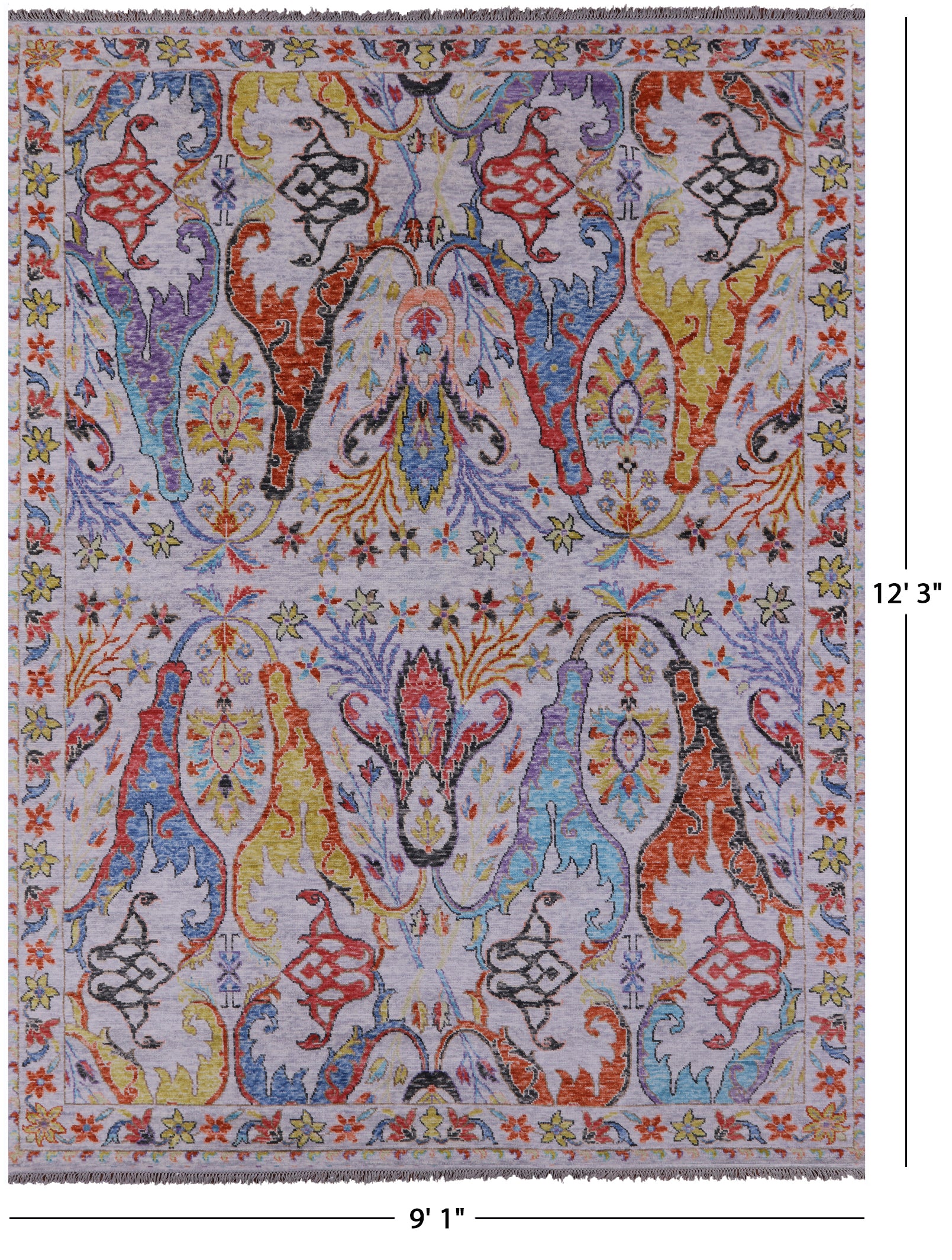 Grey Turkish Oushak Handmade Wool Rug - 9' 1" X 12' 3" - Golden Nile