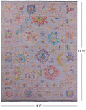 Grey Turkish Oushak Hand Knotted Wool Rug - 9' 0" X 11' 11" - Golden Nile