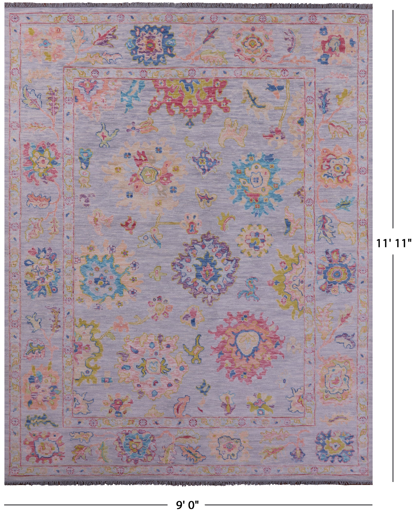 Grey Turkish Oushak Hand Knotted Wool Rug - 9' 0" X 11' 11" - Golden Nile