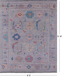 Grey Turkish Oushak Hand Knotted Wool Rug - 9' 0" X 11' 9" - Golden Nile