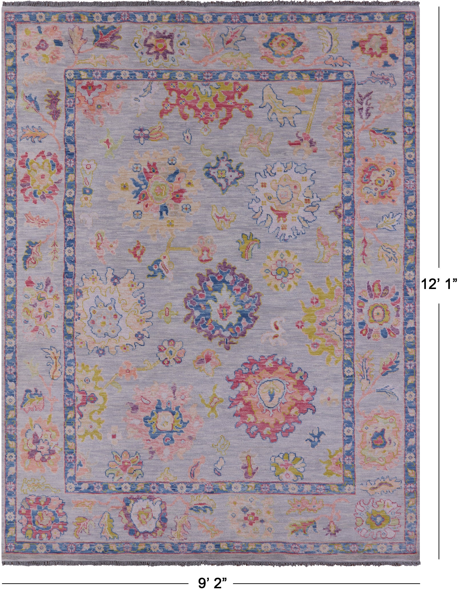 Grey Turkish Oushak Hand Knotted Wool Rug - 9' 2" X 12' 1" - Golden Nile