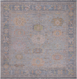 SUPER SALE Silver Square Turkish Oushak Hand Knotted Wool Rug - 9' 2" X 9' 3"