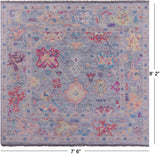 Grey Square Turkish Oushak Hand Knotted Wool Rug - 7' 6" X 8' 2" - Golden Nile