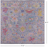 Grey Square Turkish Oushak Hand Knotted Wool Rug - 7' 11" X 8' 1" - Golden Nile