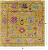 Gold Square Turkish Oushak Hand Knotted Wool Rug - 7' 11" X 8' 1" - Golden Nile