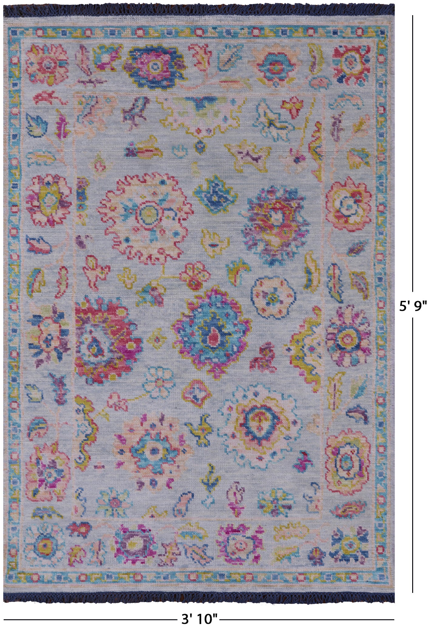 Grey Turkish Oushak Hand Knotted Wool Rug - 3' 10" X 5' 9" - Golden Nile