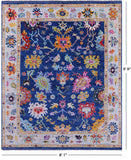 Blue Turkish Oushak Hand Knotted Wool Rug - 8' 1" X 9' 9" - Golden Nile