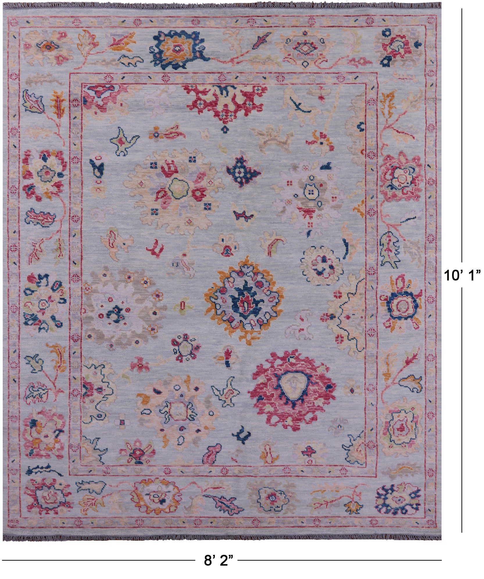 Grey Turkish Oushak Hand Knotted Wool Rug - 8' 2" X 10' 1" - Golden Nile