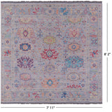 Grey Square Turkish Oushak Hand Knotted Wool Rug - 7' 11" X 8' 2" - Golden Nile