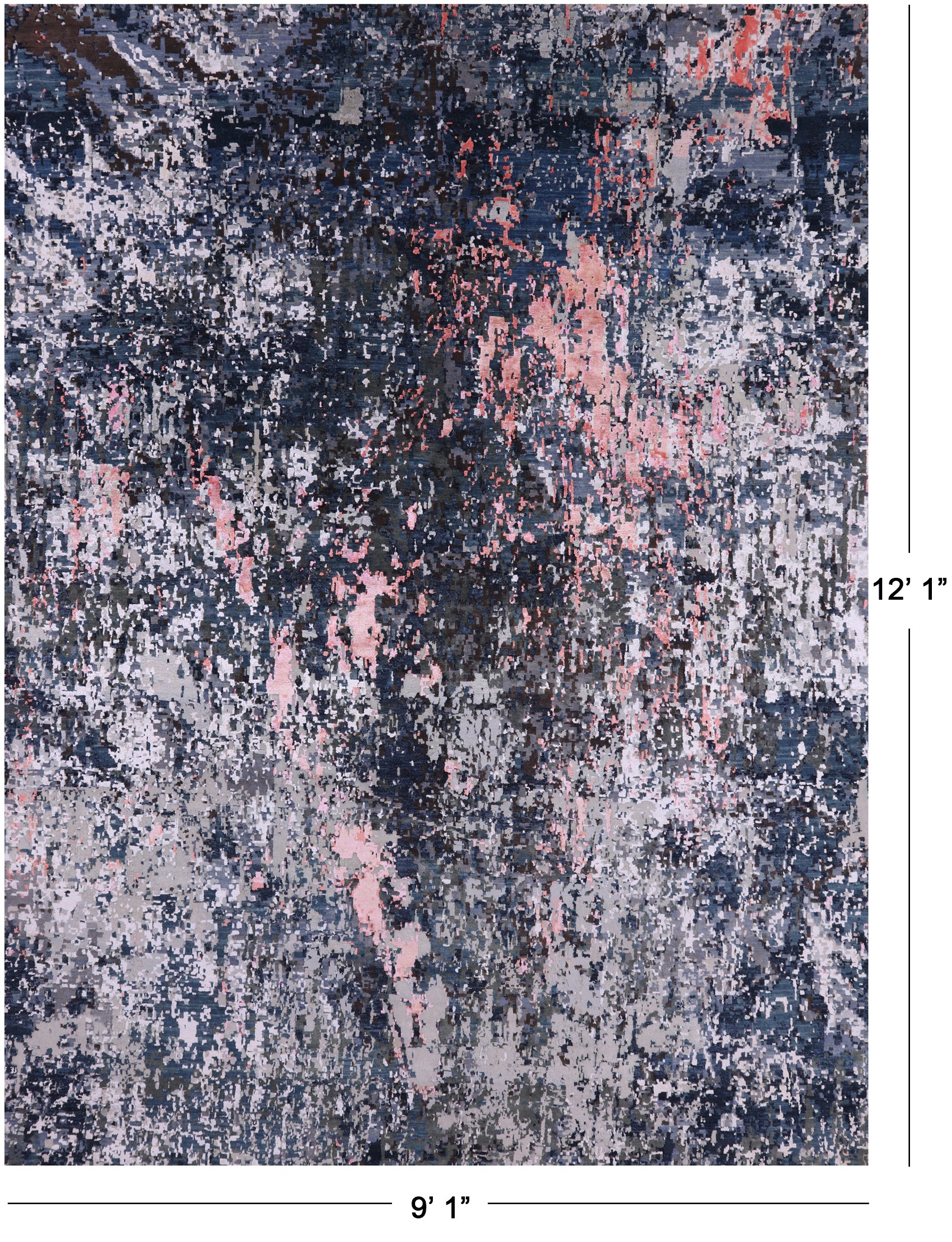 Abstract Contemporary Hand Knotted Wool & Silk Rug - 9' 1" X 12' 1" - Golden Nile