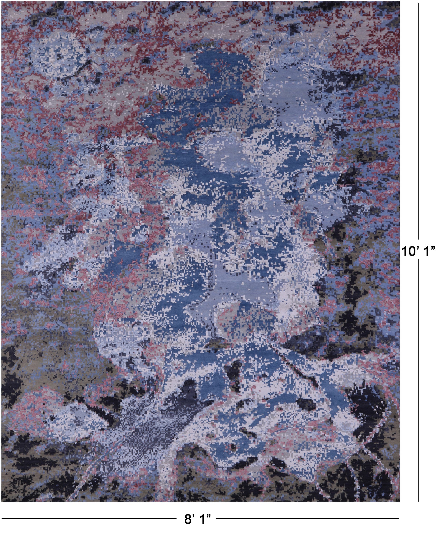 Abstract Contemporary Hand Knotted Wool & Silk Rug - 8' 1" X 10' 1" - Golden Nile