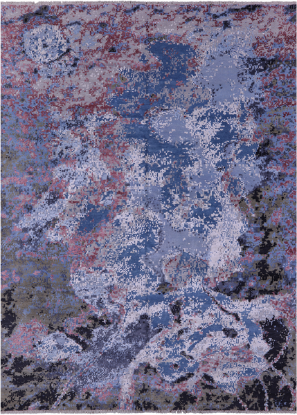 Abstract Contemporary Hand Knotted Wool & Silk Rug - 8' 11" X 12' 1" - Golden Nile