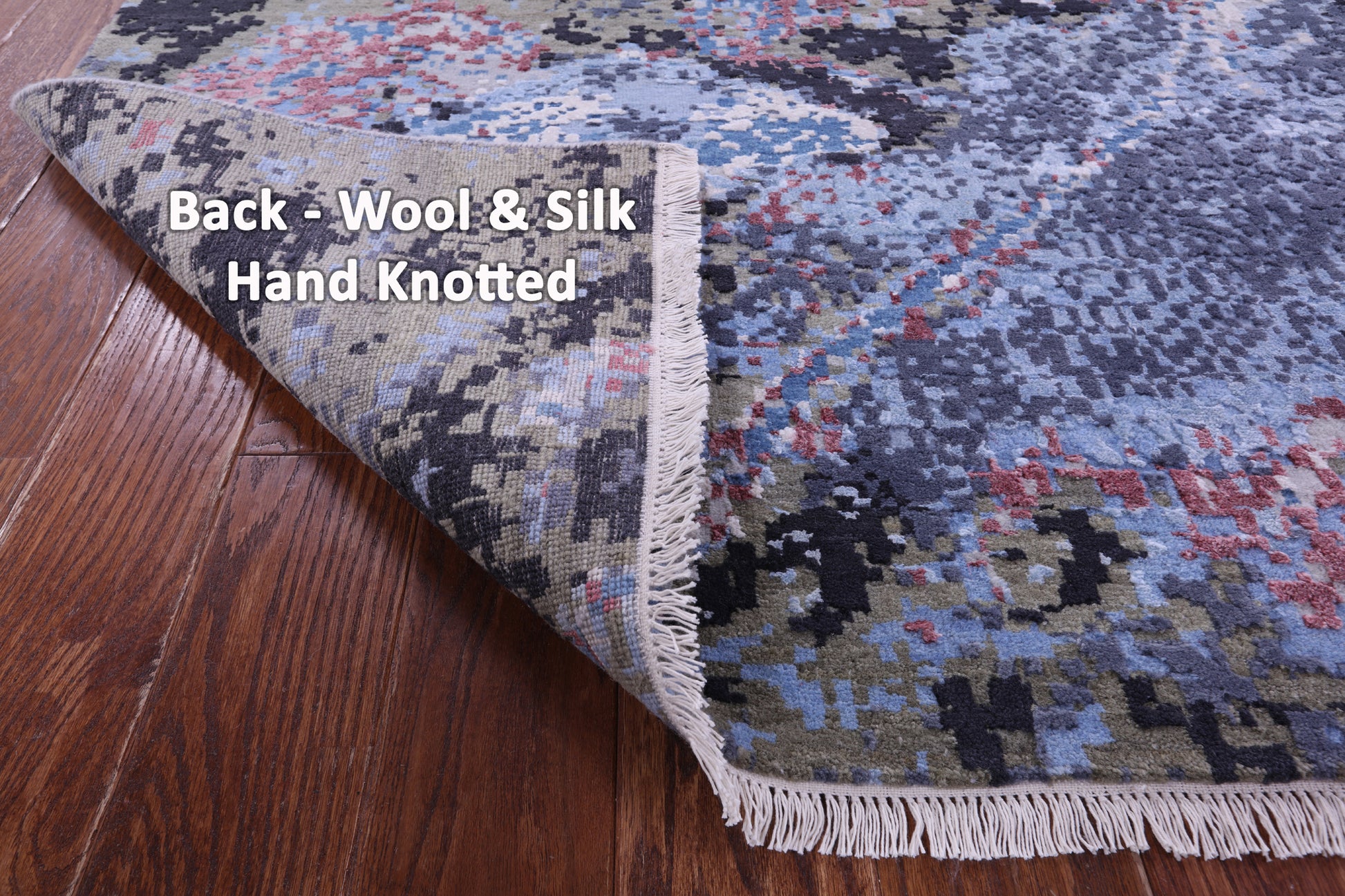 Abstract Contemporary Hand Knotted Wool & Silk Rug - 8' 11" X 12' 1" - Golden Nile