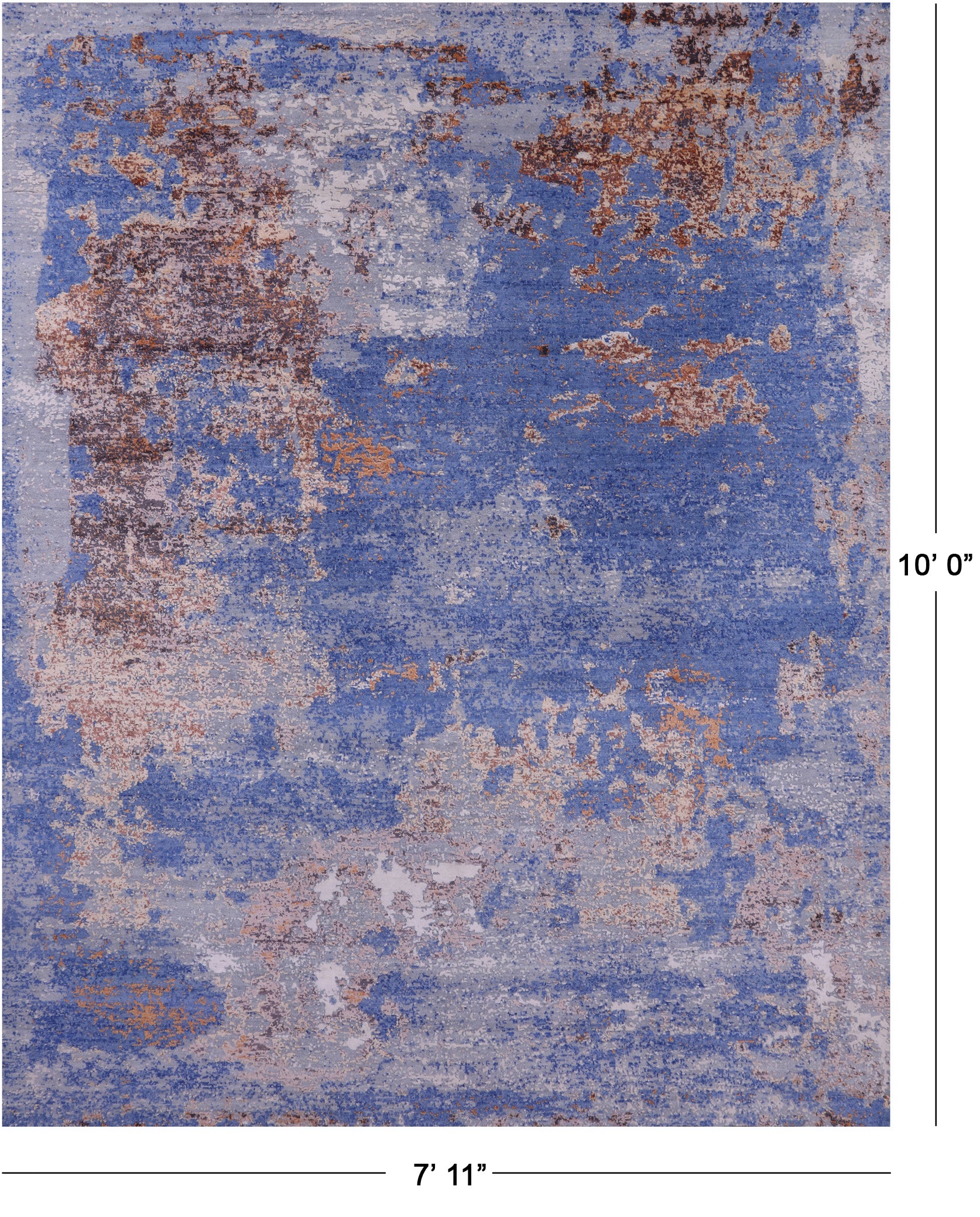 Abstract Contemporary Hand Knotted Wool & Silk Rug - 7' 11" X 10' 0" - Golden Nile