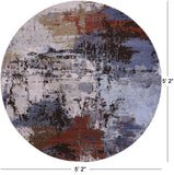 Round Abstract Contemporary Hand Knotted Wool & Silk Rug - 5' 2" X 5' 2" - Golden Nile