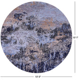 Round Abstract Contemporary Hand Knotted Wool & Silk Rug - 10' 0" X 10' 1" - Golden Nile