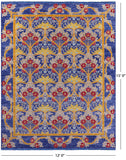 Blue William Morris Hand Knotted Wool Rug - 12' 0" X 15' 0" - Golden Nile