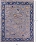 Grey Heriz Serapi Hand Knotted Wool Rug - 12' 2" X 14' 10" - Golden Nile