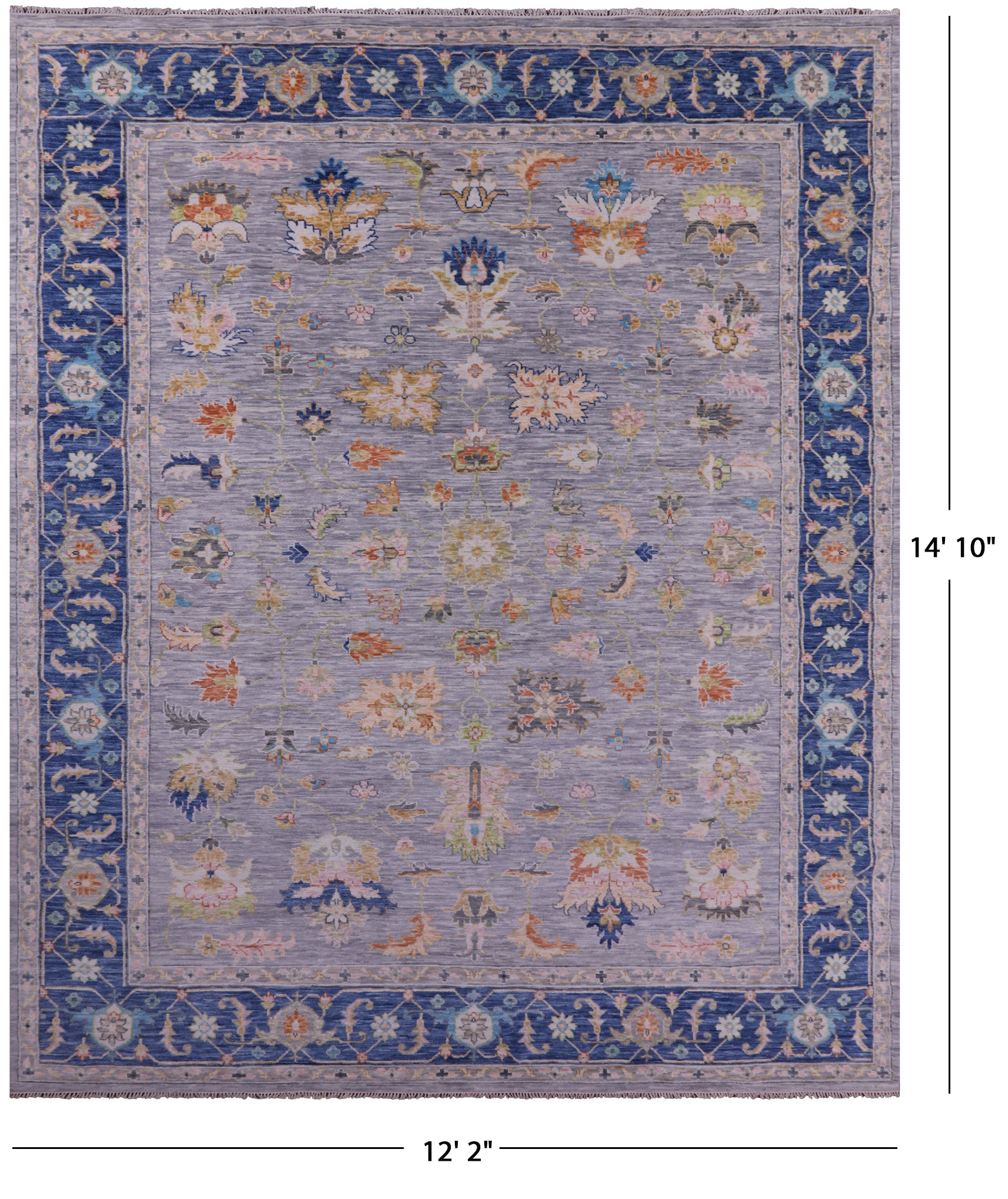 Grey Heriz Serapi Hand Knotted Wool Rug - 12' 2" X 14' 10" - Golden Nile