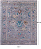 Grey Turkish Oushak Hand Knotted Wool Rug - 12' 4" X 14' 11" - Golden Nile