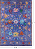 Blue Turkish Oushak Handmade Wool Rug - 12' 3" X 18' 1" - Golden Nile