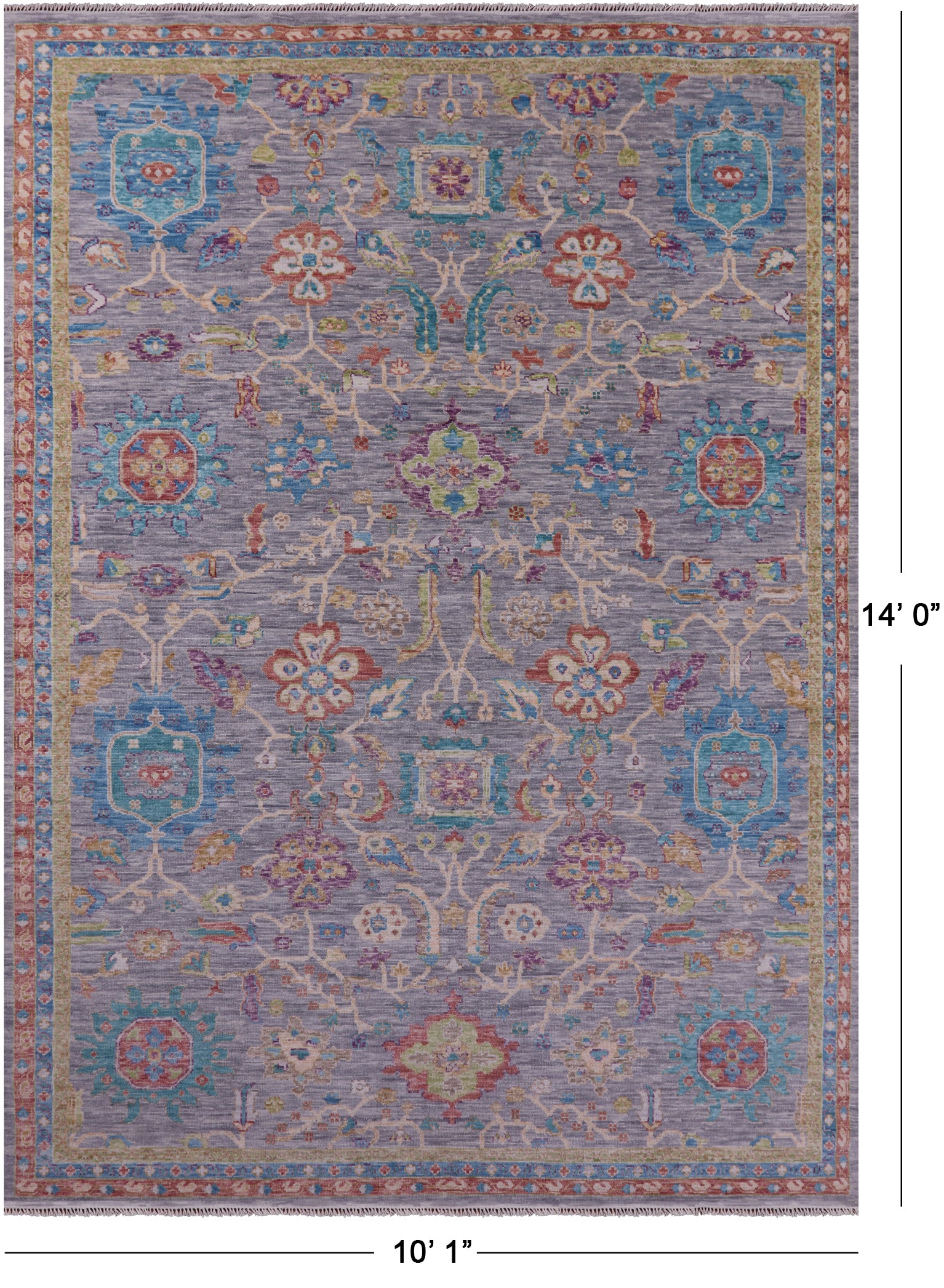 Grey Heriz Serapi Hand Knotted Wool Rug - 10' 1" X 14' 0" - Golden Nile