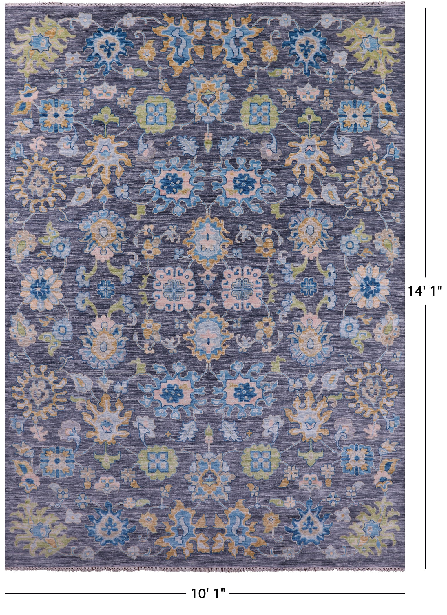 Grey Turkish Oushak Hand Knotted Wool Rug - 10' 1" X 14' 1" - Golden Nile