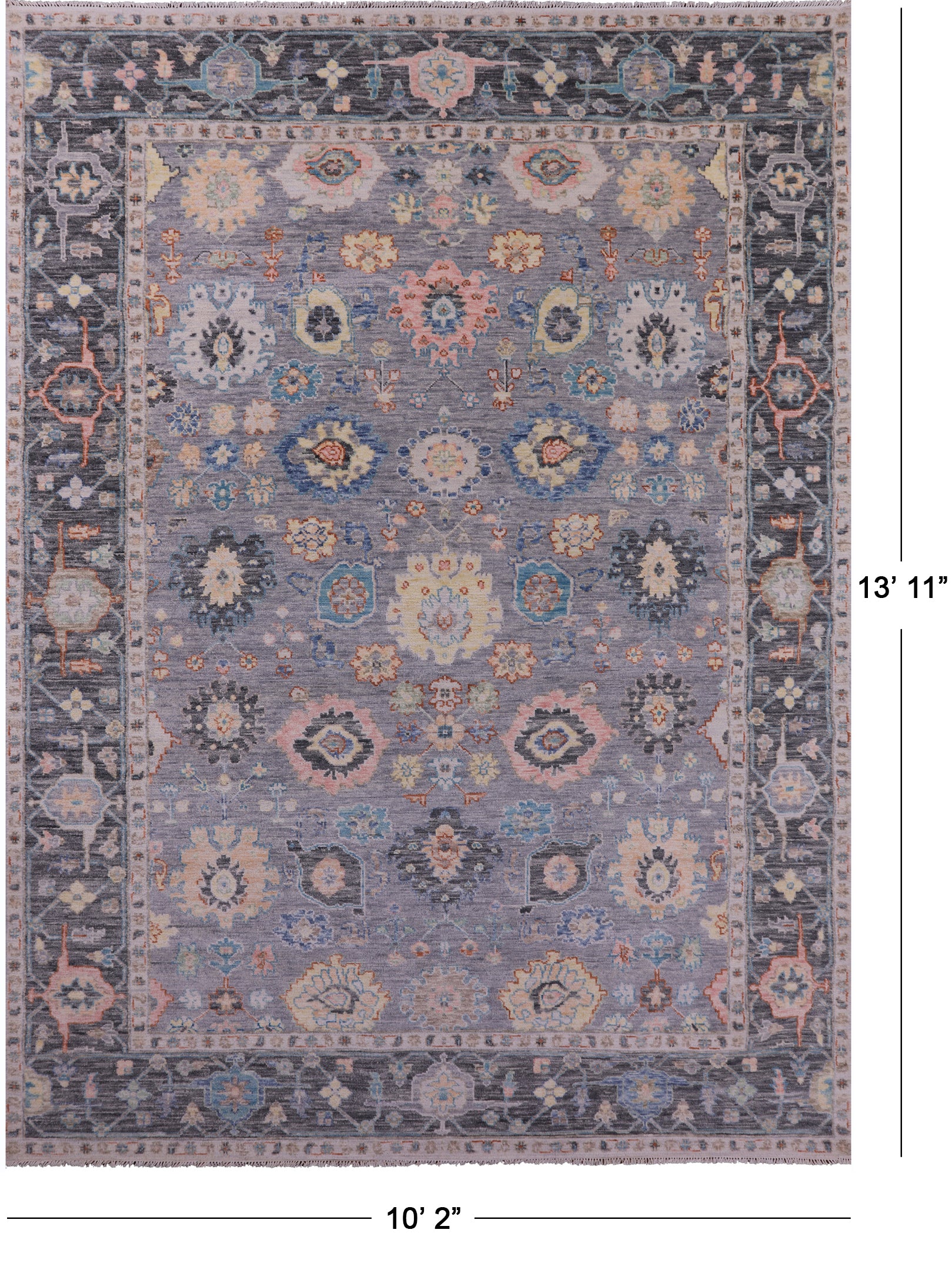 Grey Turkish Oushak Hand Knotted Wool Rug - 10' 2" X 13' 11" - Golden Nile