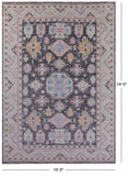 Grey Kazak Handmade Wool Rug - 10' 0" X 14' 0" - Golden Nile