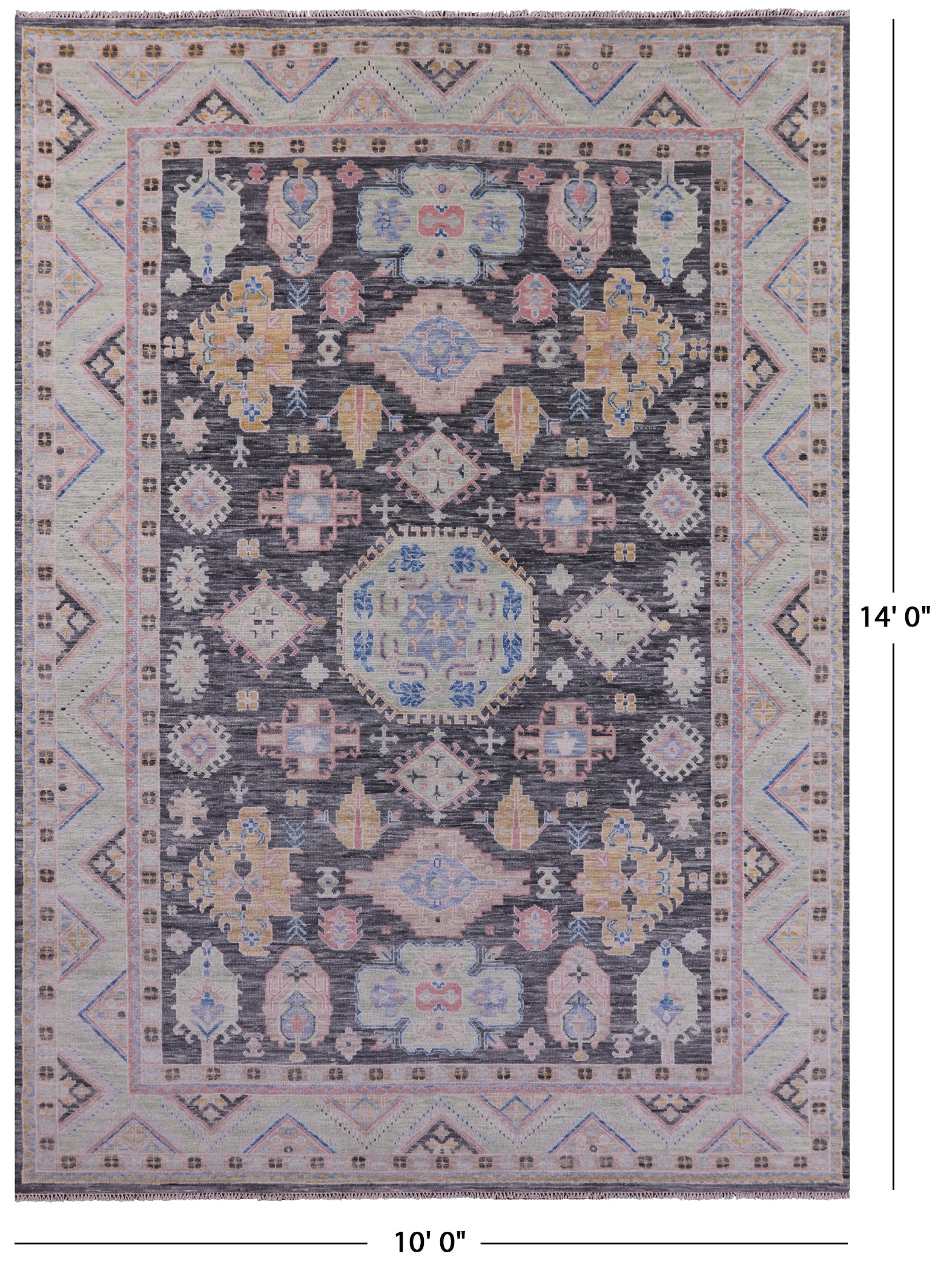 Grey Kazak Handmade Wool Rug - 10' 0" X 14' 0" - Golden Nile