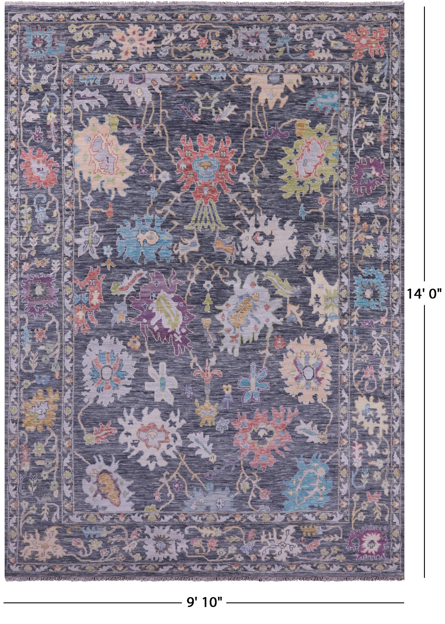 Grey Turkish Oushak Handmade Wool Rug - 9' 10" X 14' 0" - Golden Nile