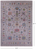 Grey Turkish Oushak Hand Knotted Wool Rug - 10' 2" X 14' 1" - Golden Nile