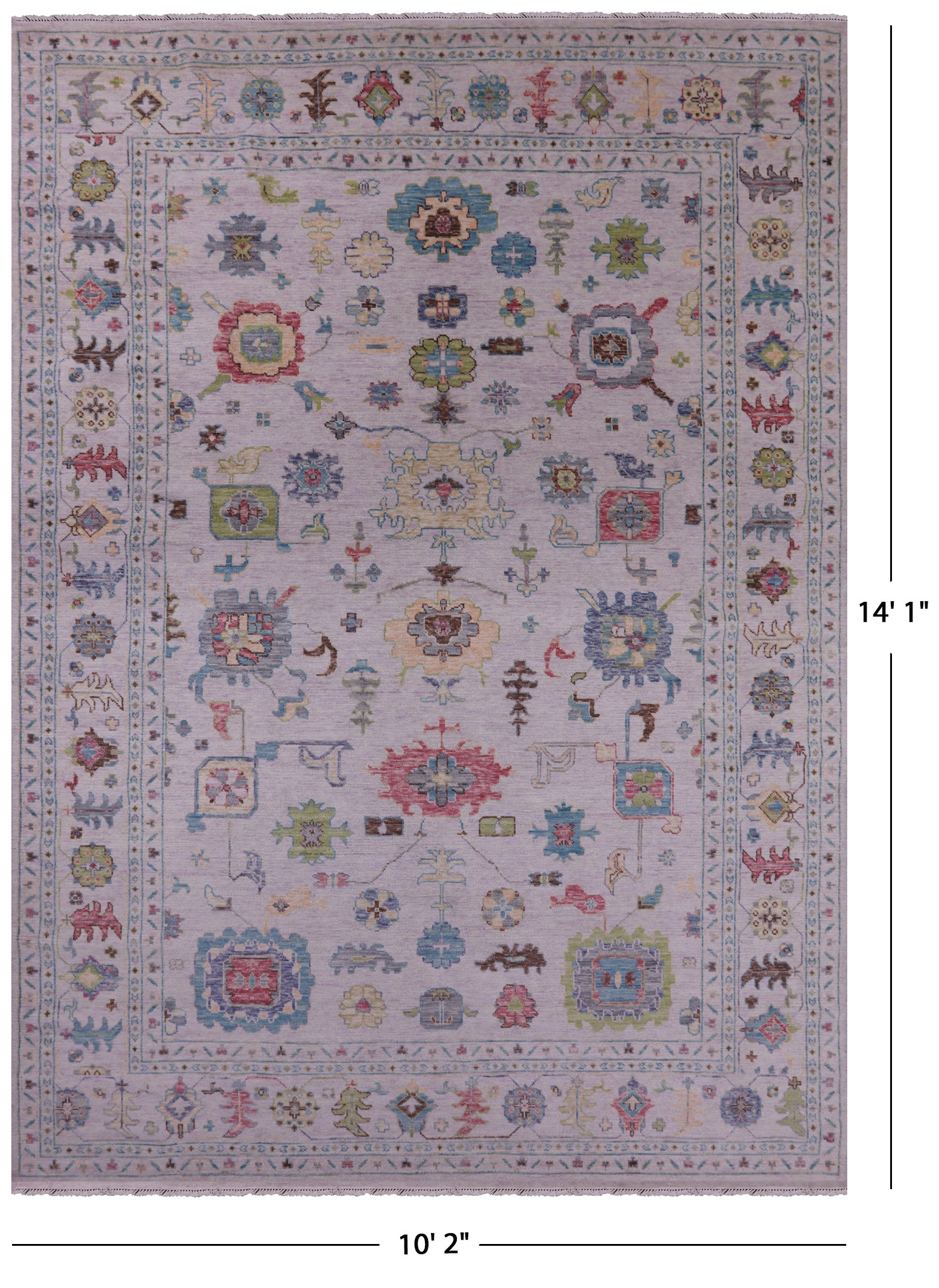 Grey Turkish Oushak Hand Knotted Wool Rug - 10' 2" X 14' 1" - Golden Nile