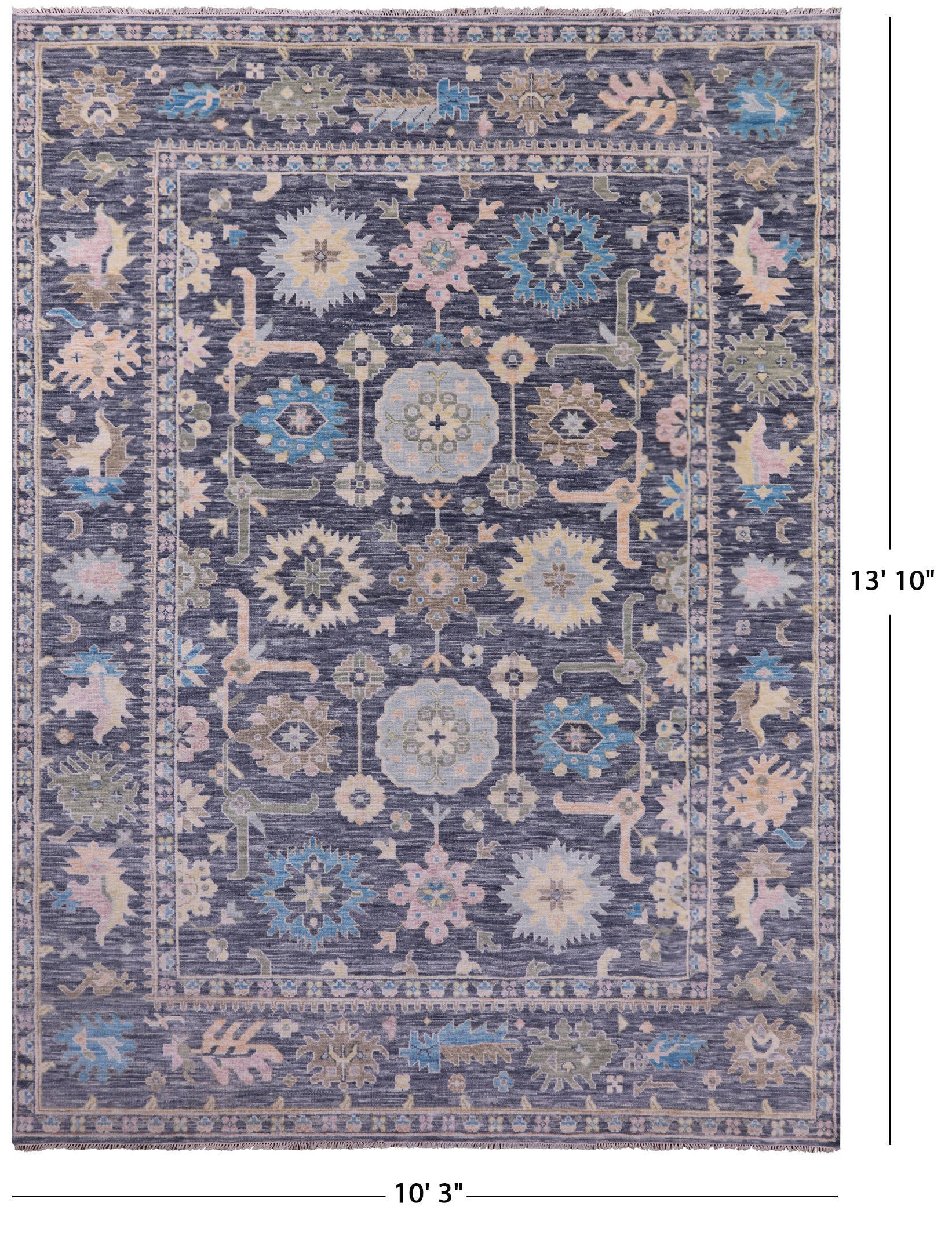 Grey Turkish Oushak Hand Knotted Wool Rug - 10' 3" X 13' 10" - Golden Nile
