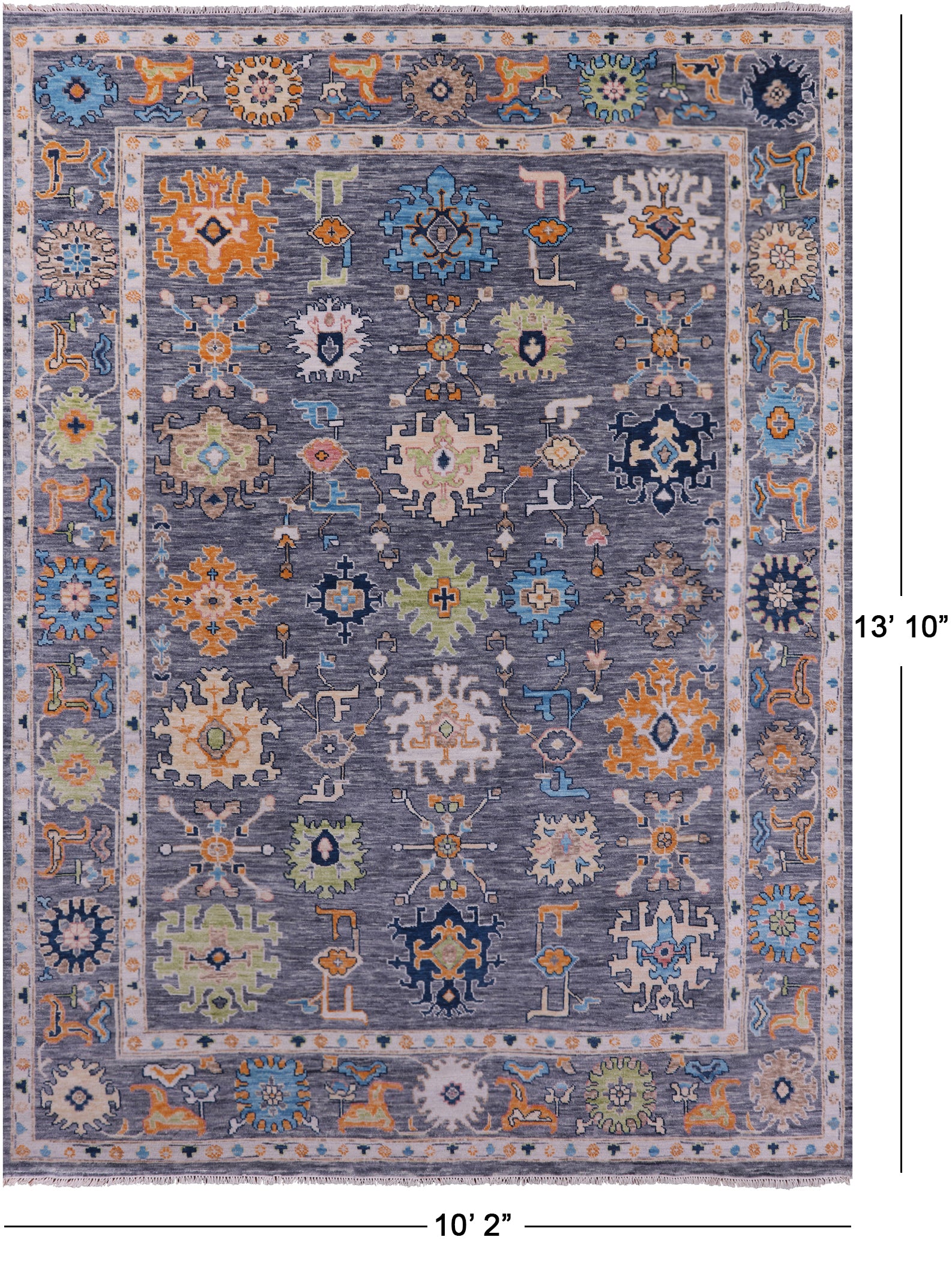 Grey Turkish Oushak Hand Knotted Wool Rug - 10' 2" X 13' 10" - Golden Nile