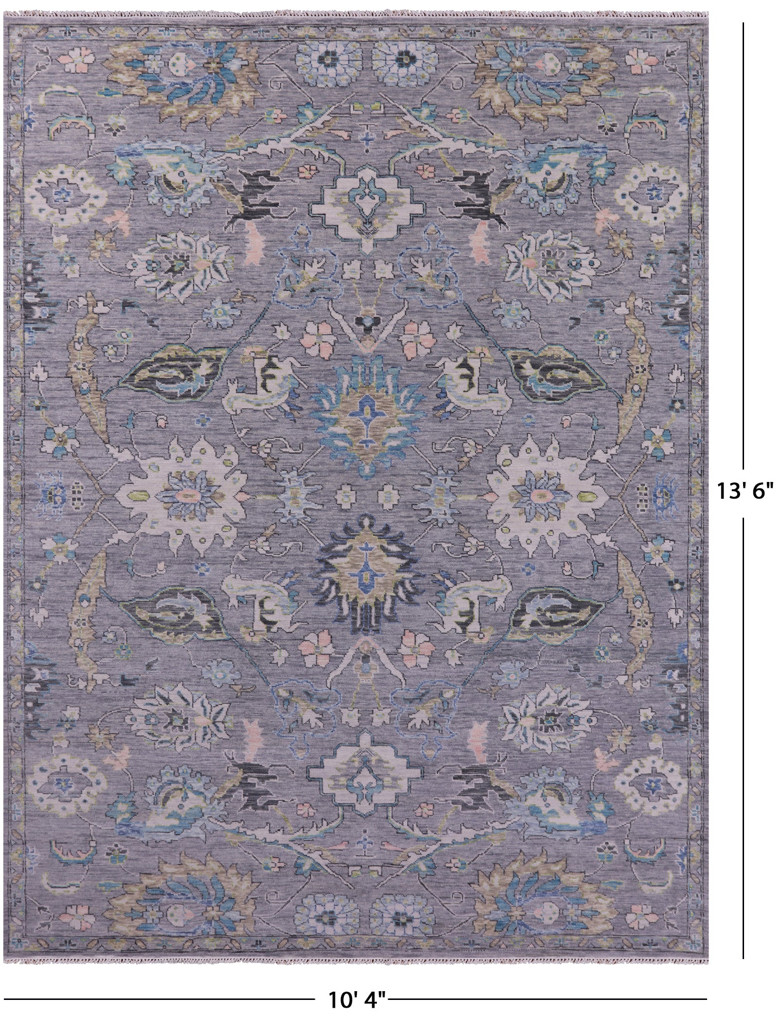 Grey Persian Tabriz Hand Knotted Wool Rug - 10' 4" X 13' 6" - Golden Nile