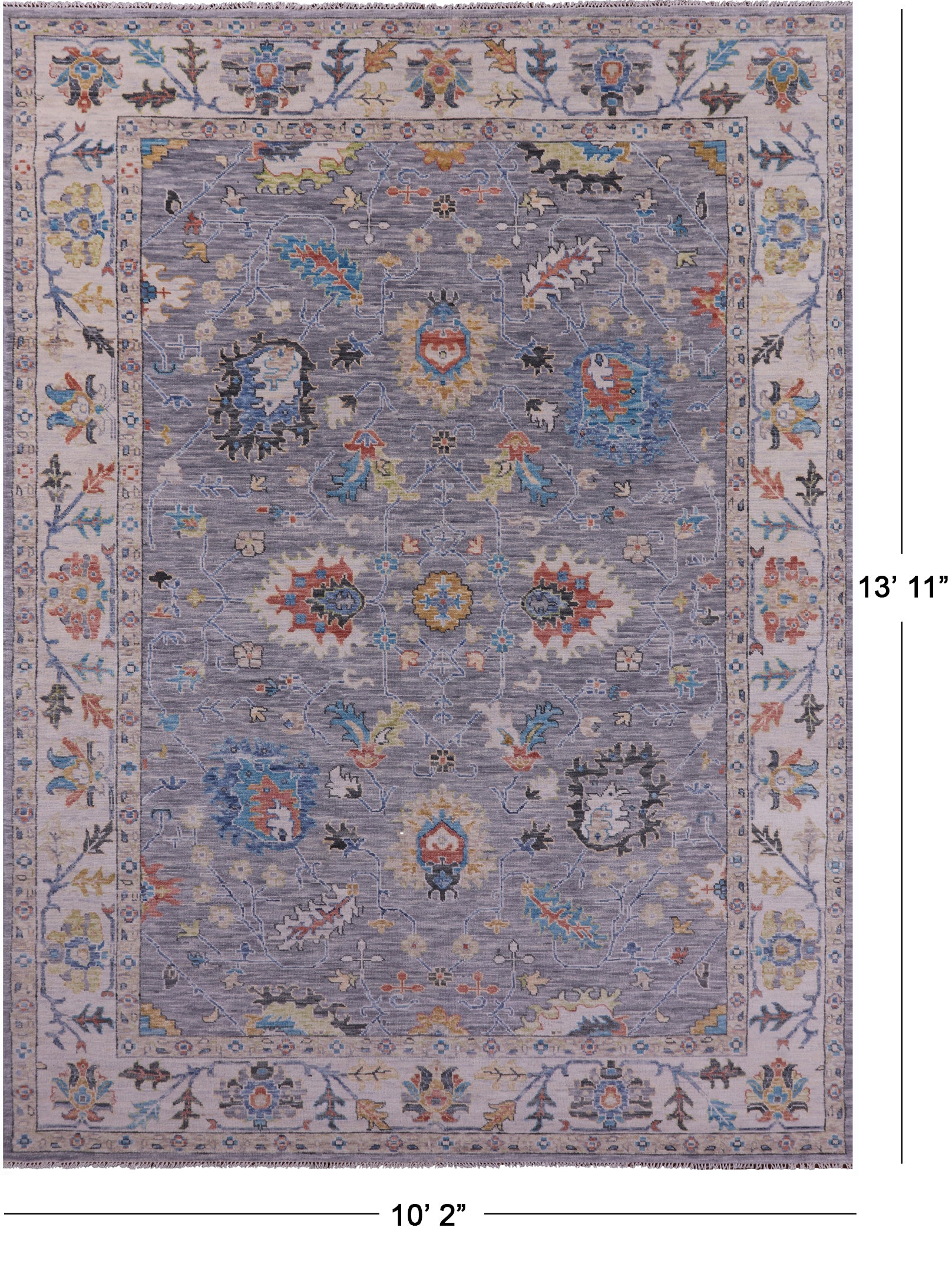 Grey Persian Tabriz Handmade Wool Rug - 10' 2" X 13' 11" - Golden Nile