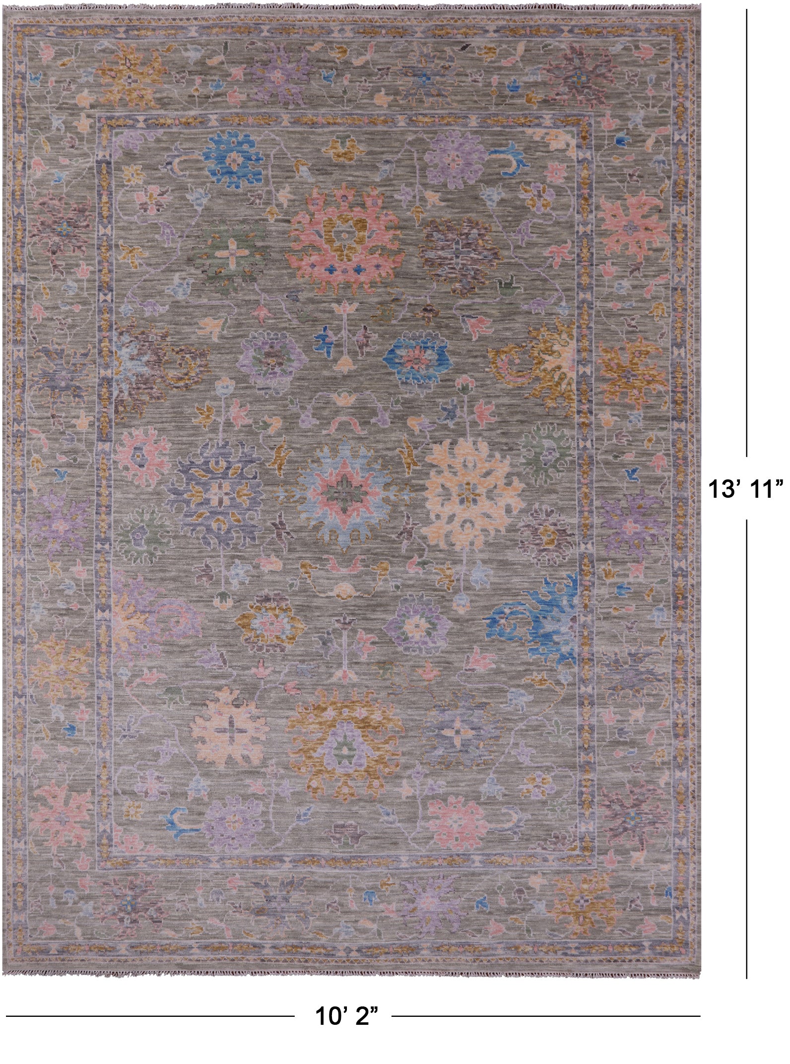 Turkish Oushak Hand Knotted Wool Rug - 10' 2" X 13' 11" - Golden Nile