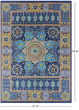Blue Geometric Persian Mamluk Hand Knotted Wool Rug - 9' 11" X 14' 0" - Golden Nile