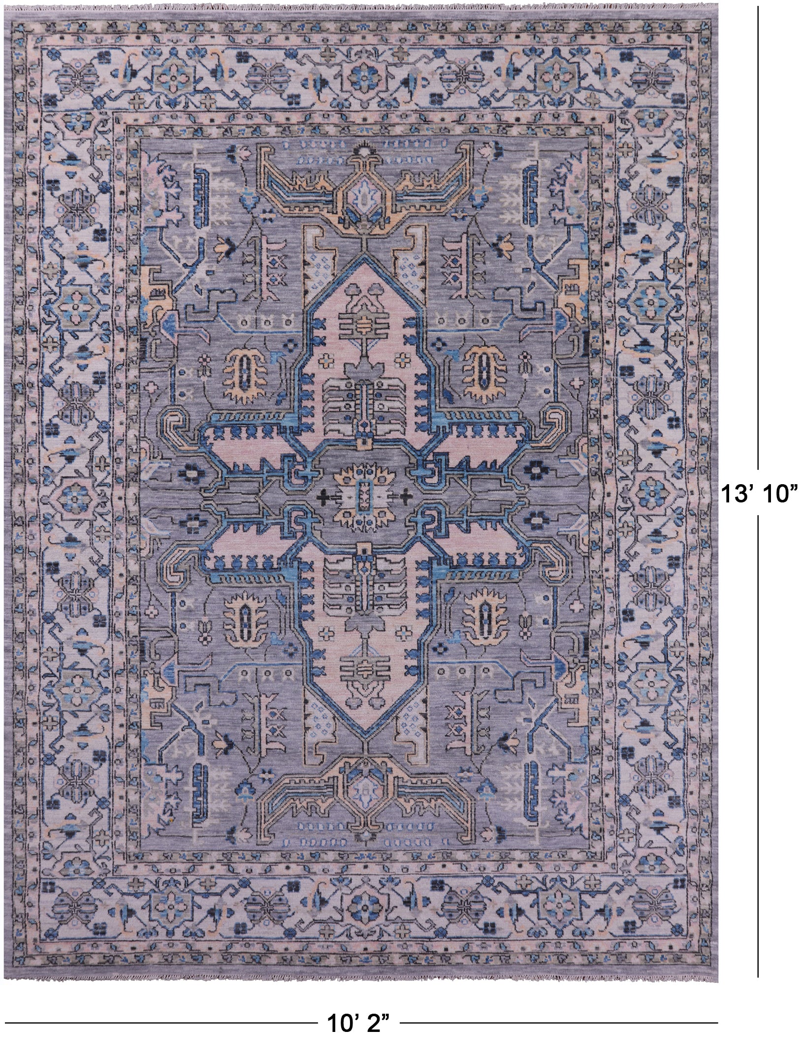Grey Heriz Serapi Hand Knotted Wool Rug - 10' 2" X 13' 10" - Golden Nile