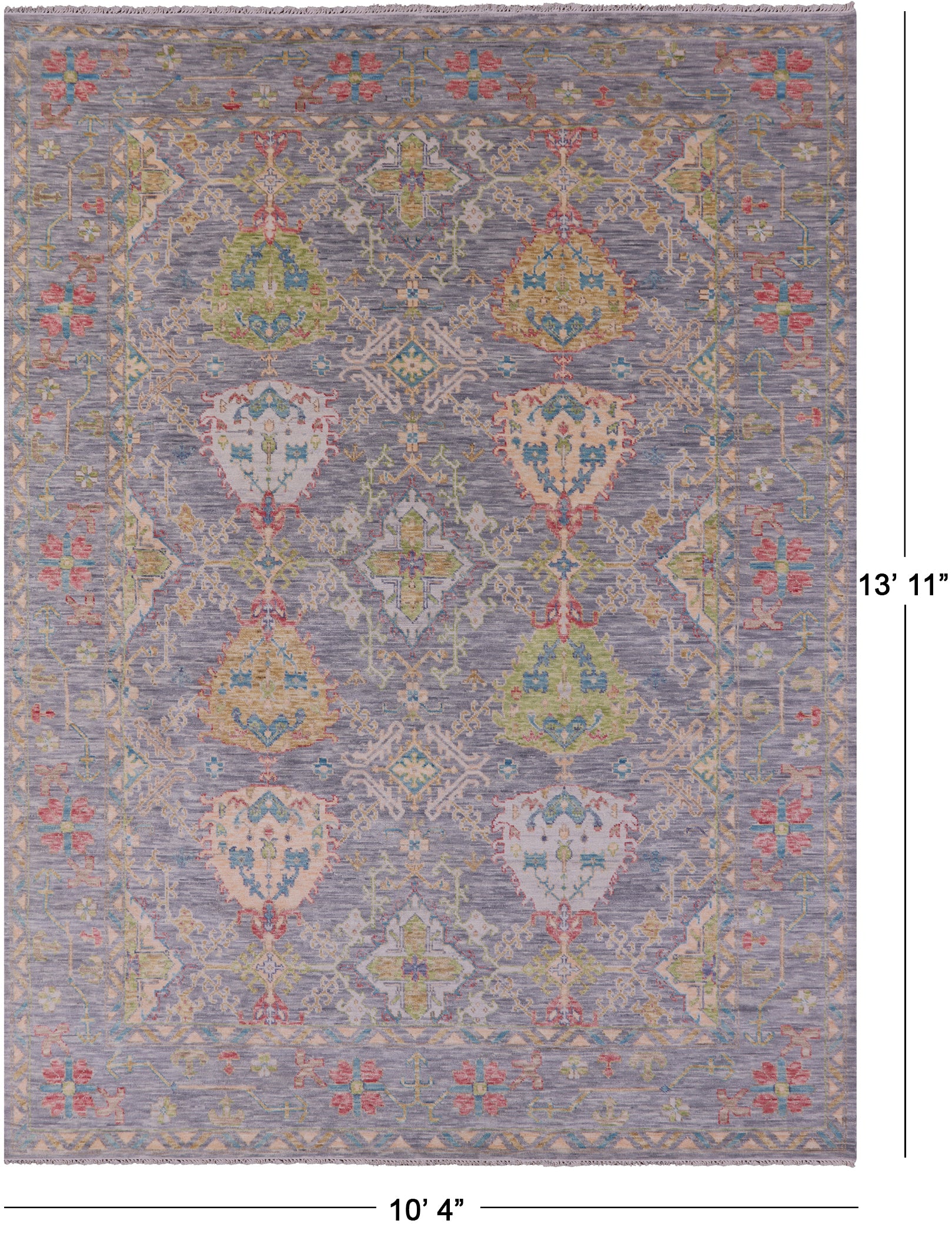 Grey Turkish Oushak Hand Knotted Wool Rug - 10' 4" X 13' 11" - Golden Nile