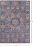 Grey Geometric Persian Mamluk Hand Knotted Wool Rug - 10' 2" X 14' 1" - Golden Nile